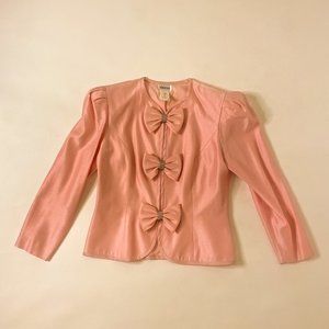 Vintage Light Pink Baby Pink blazer jacket dress top with bows